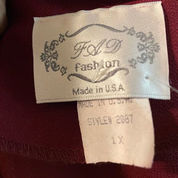 FAS Burgundy 3-Piece Georgette Evening Set –Plus Size 1X - Picture 6 of 6